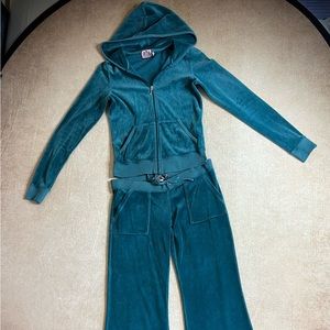 Juicy Couture Velour Vintage Y2K Teal Green Tracksuit Size Small RARE